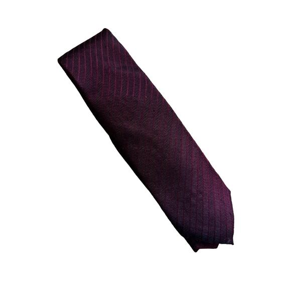 Vintage Alfani Striped 90s Silk Neckties Set of Two Black/Silver and Burgundy - Picture 2 of 4